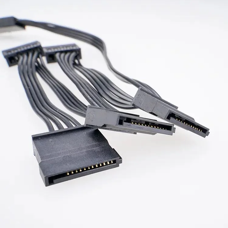 Large 4pin Lp4 to SATA Power Supply Cord Molex IDE 4p to 15p Computer Cables 1 to 5 Splitter Y Cable Adapter Converter