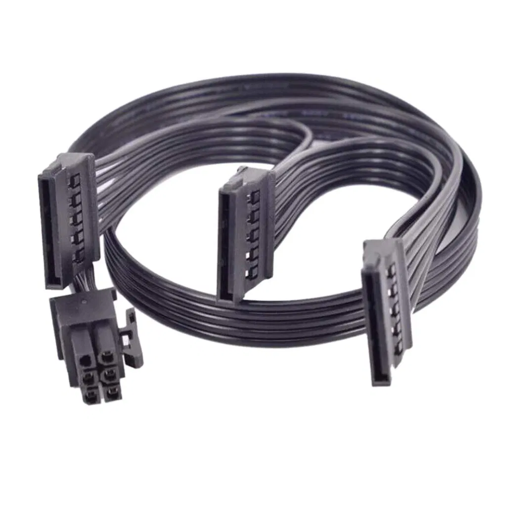 PCI-E 6pin to 3 SATA SSD Power Cord Power Supply Cable